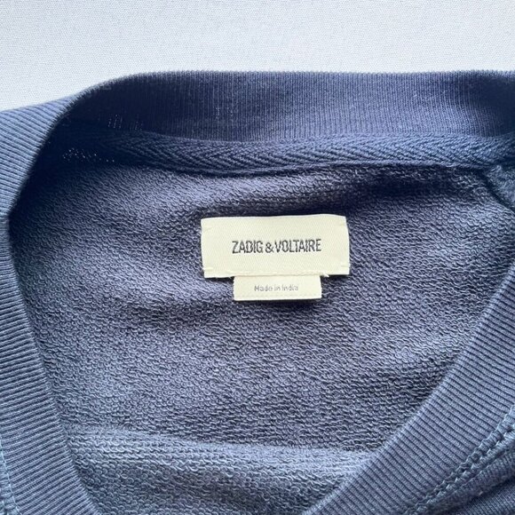 NWT ZADIG & VOLTAIRE THE UPPER SKULL STUDS SWEATSHIRT IN NAVY - XS - Picture 8 of 15
